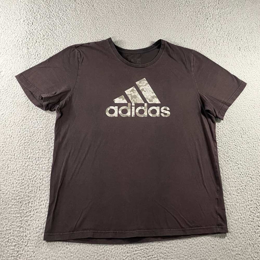 Adidas Graphic T Shirt Mens XL Black Grunge Camo Badge Logo Thrashed Distressed